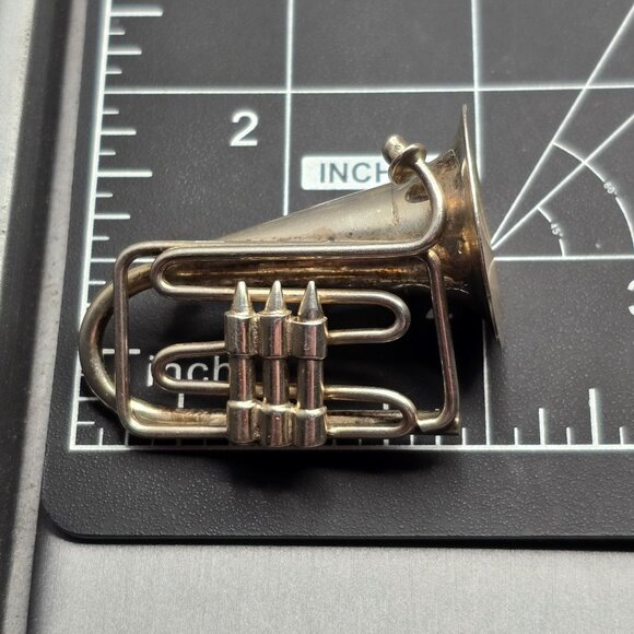 VTG Taxco Sterling Silver French Horn Brooch 2.25" TC-48 Mexico 26.87g Musician - Picture 10 of 12